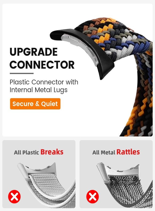 BandRain Stretchy Braided Bands Compatible with Google Pixel Watch 3 45mm Band for Women Men - Upgraded Metal Lugs - Elastic Nylon Breathable Sport Straps for Pixel 3 Watch Band 45mm (Camouflage, Pixel Watch 3 45mm) - Image 2